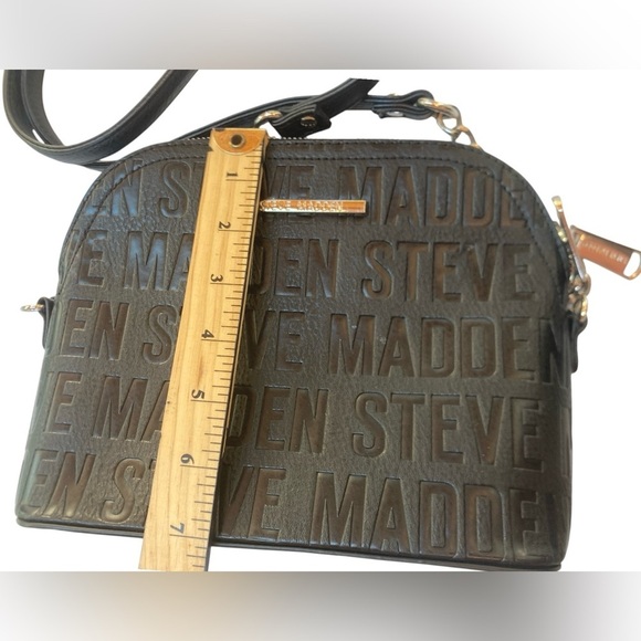 Steve Madden Black Crossbody Bag Silver Tone Hardware Structured Rectangle Purse - Picture 6 of 7